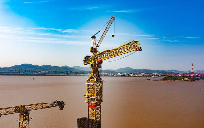 雙塔筑脊梁！徐工超大塔助建世界級(jí)大橋